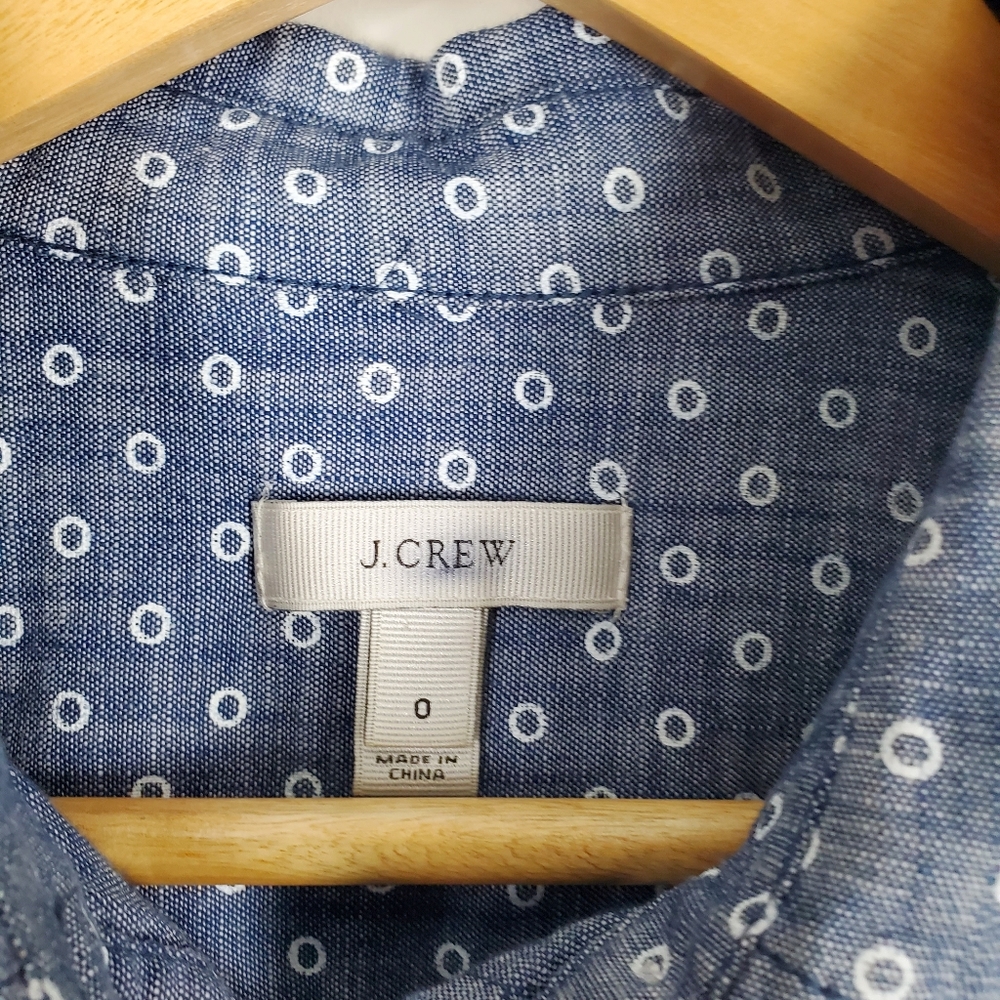 J. Crew Circle-print Chambray Popover Shirt Size 0 - Picture 5 of 8
